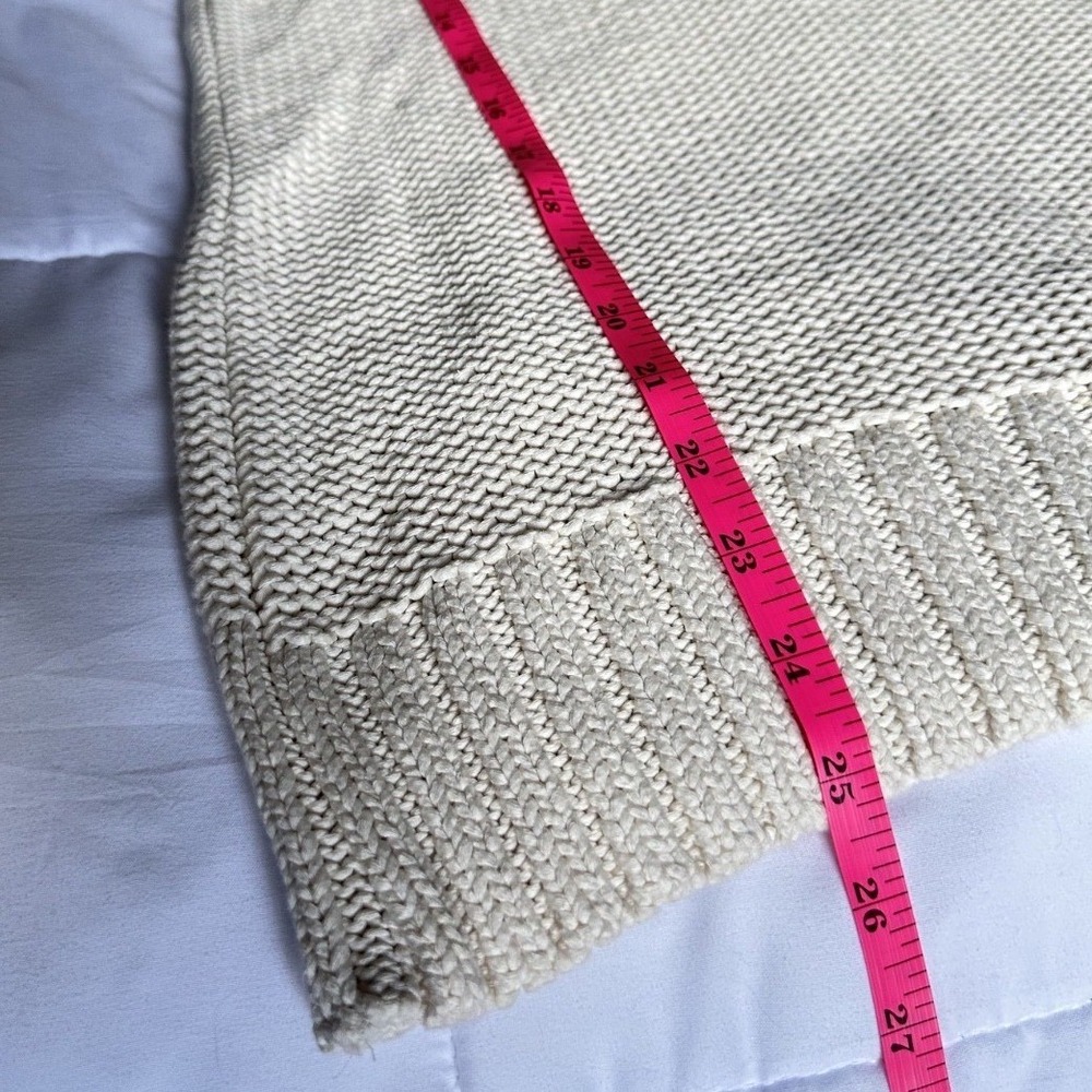 VINTAGE Ralph Lauren Cable Chunky Knit Turtleneck Sweater 3/4 Sleeve Ivory Small - Picture 4 of 7